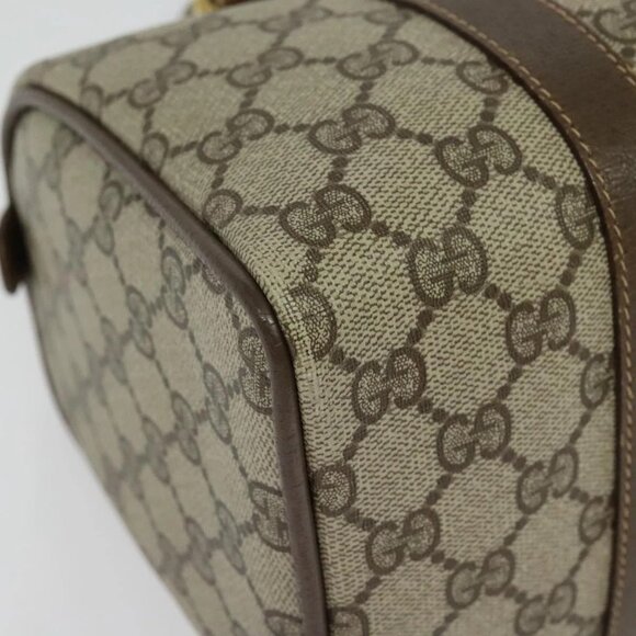 GUCCI GG Supreme Web Sherry Line Boston Bag PVC Beige Gold 40 02 006 Auth 141698 - Picture 10 of 15